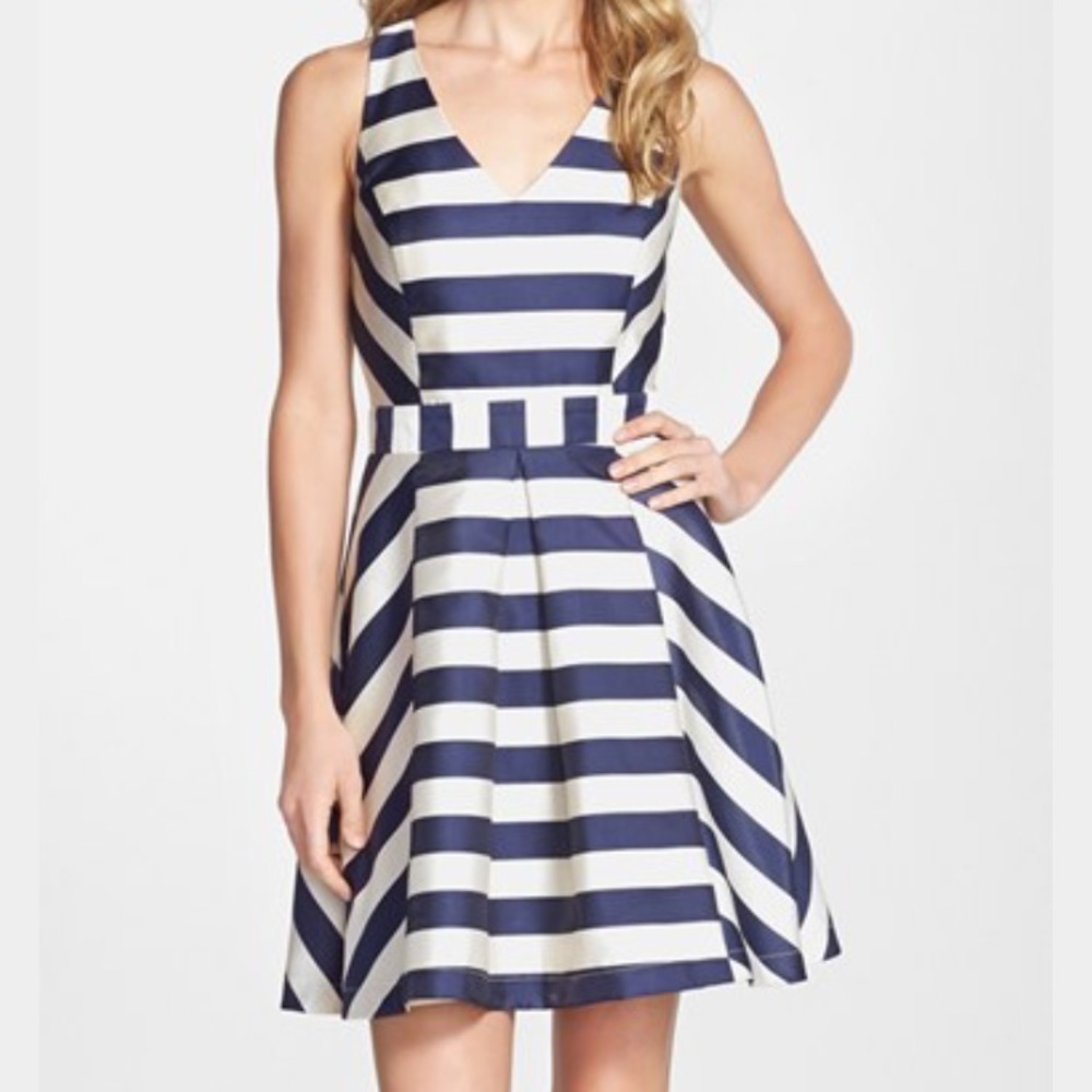 Adelyn Rae Striped Cross Back Dress